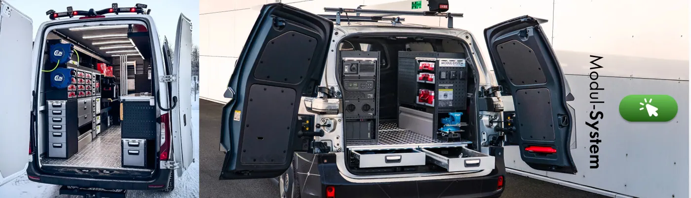 Modul-System racking fitted in a van
